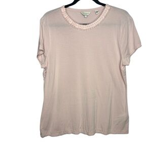 Ted Baker Coquette Girl Light Pink Beaded Neckline Short Sleeve Blouse SZ 5 (12)